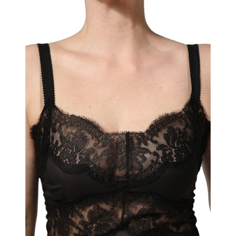 Dolce & Gabbana Black Silk Lace Slip Lingerie Chemise Women's Sleepwear